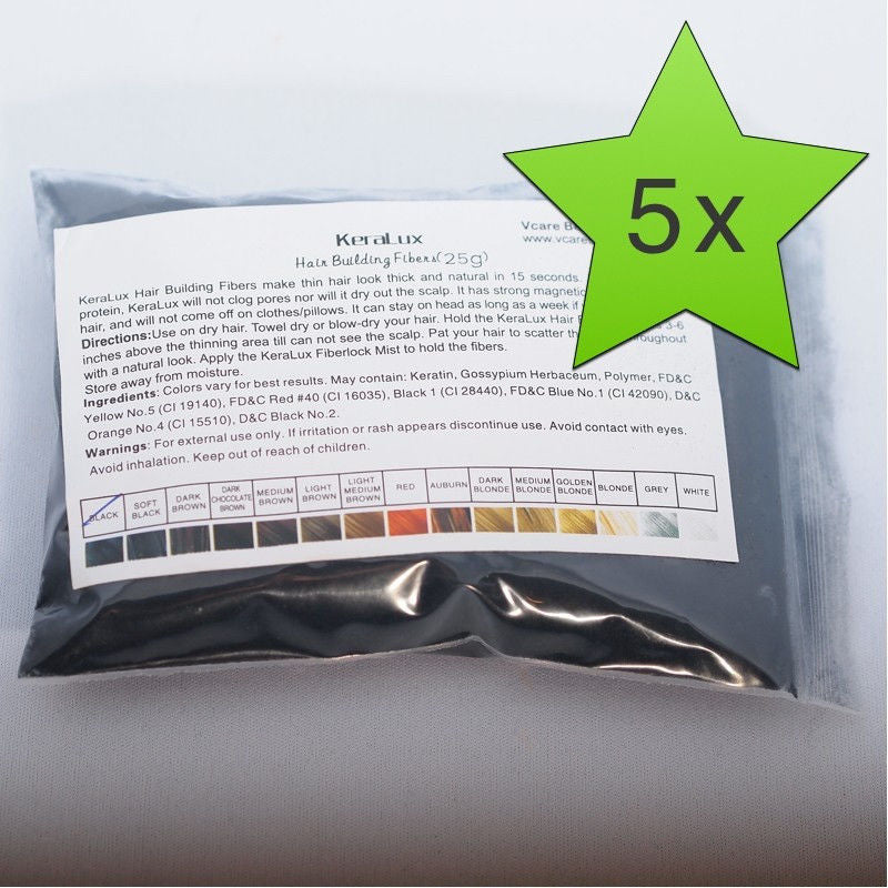5 x Haarverdichter 25g Nachfüllbeutel -Spar Set- Streuhaar Schütthaar