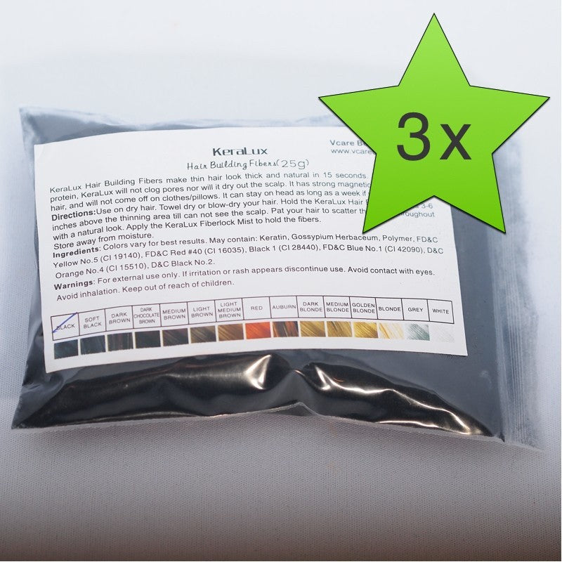 3 x Haarverdichter 25g Nachfüllbeutel -Spar Set- Streuhaar Schütthaar