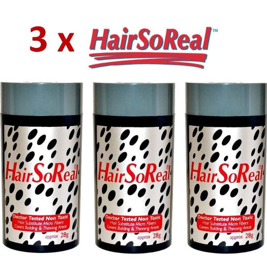3 x HairSoReal 28g - Haarverdichtung Haarverdichter Schütthaar